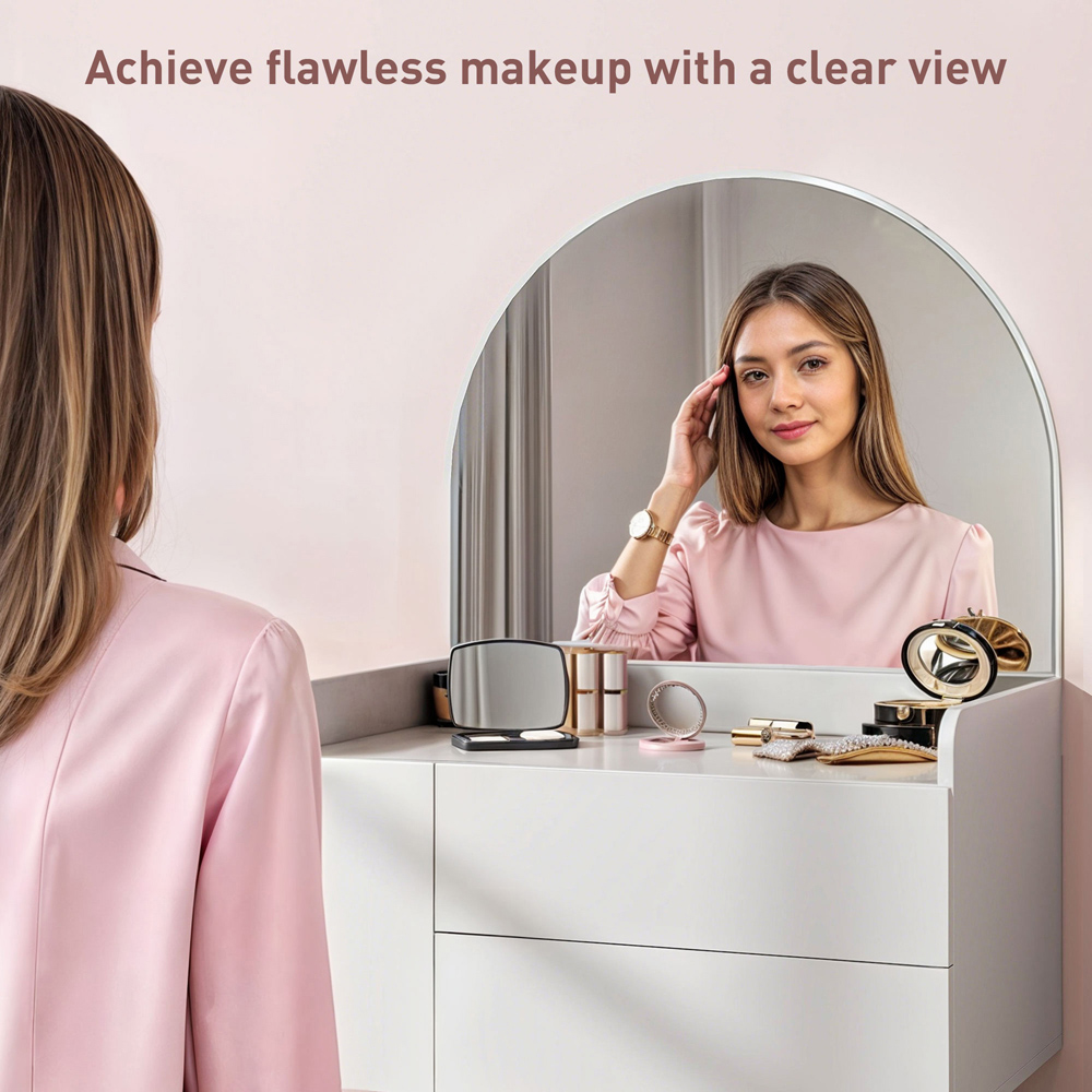 Portland 3 Drawer White Makeup Dressing Table with Mirror Image 6