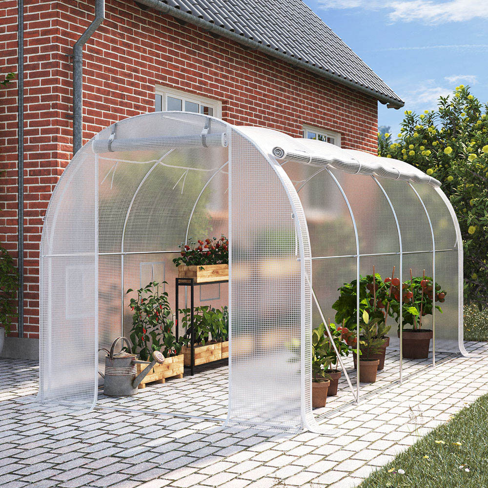 Living and Home White 9.8 x 13ft Outdoor Tunnel Greenhouse Image 2