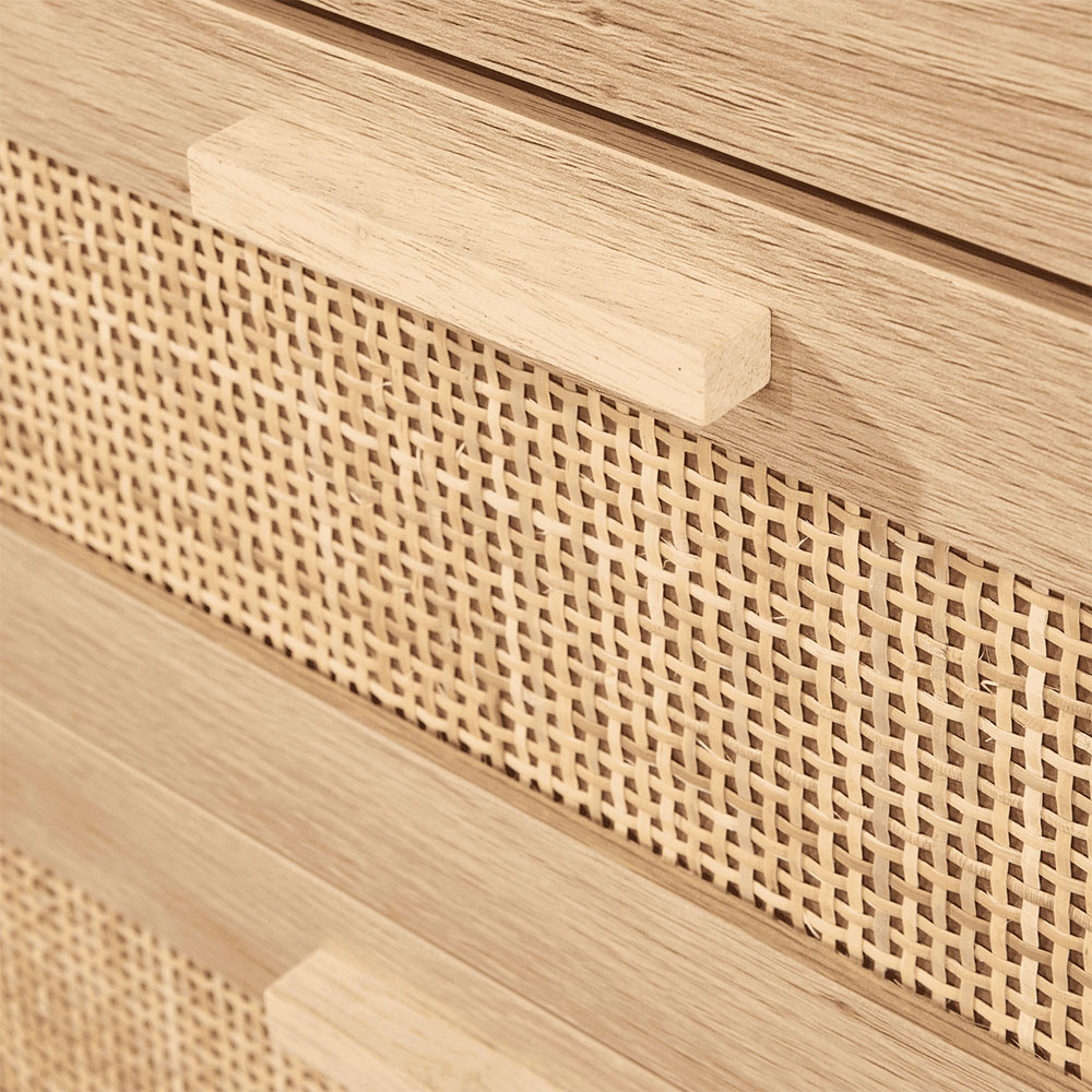 Home Source Astbury 4 Drawer Rattan Front Solid Wood Chest of Drawers Image 4