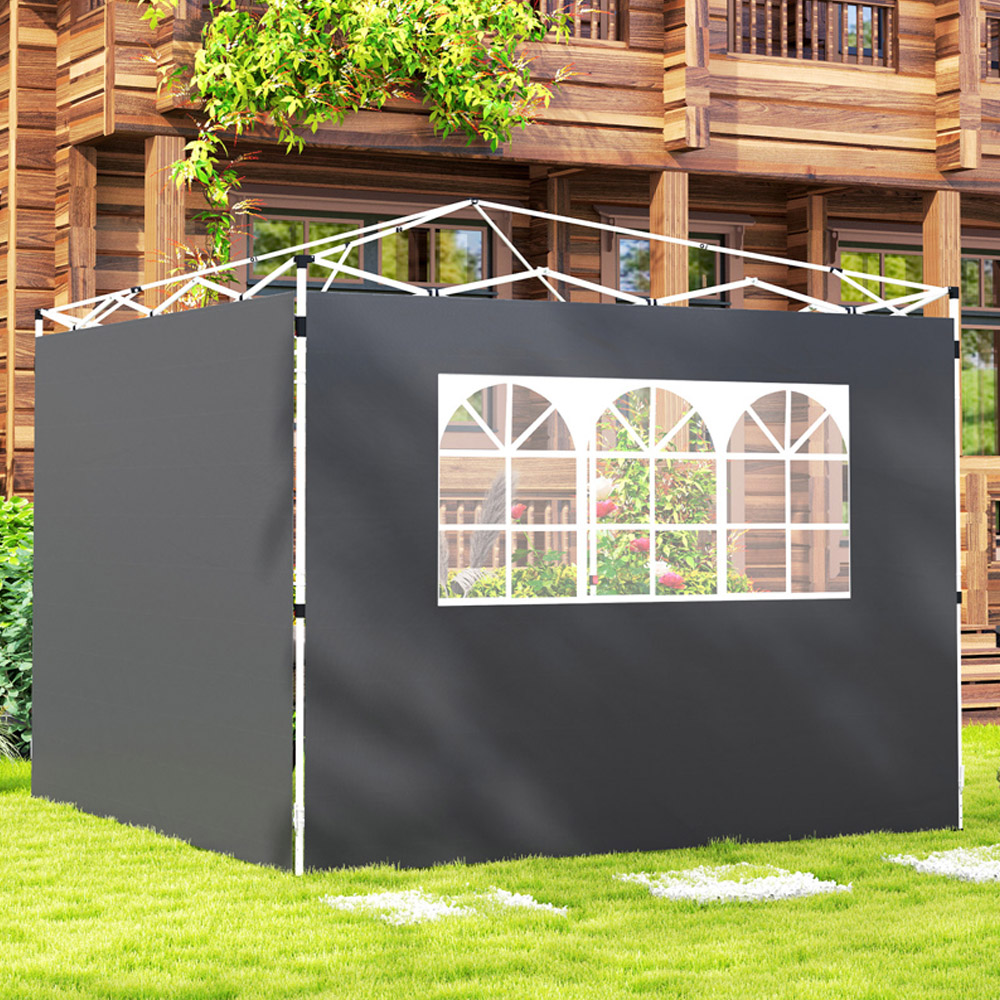 Outsunny Dark Grey Gazebo Wall Panel Replacement with Window Image 1
