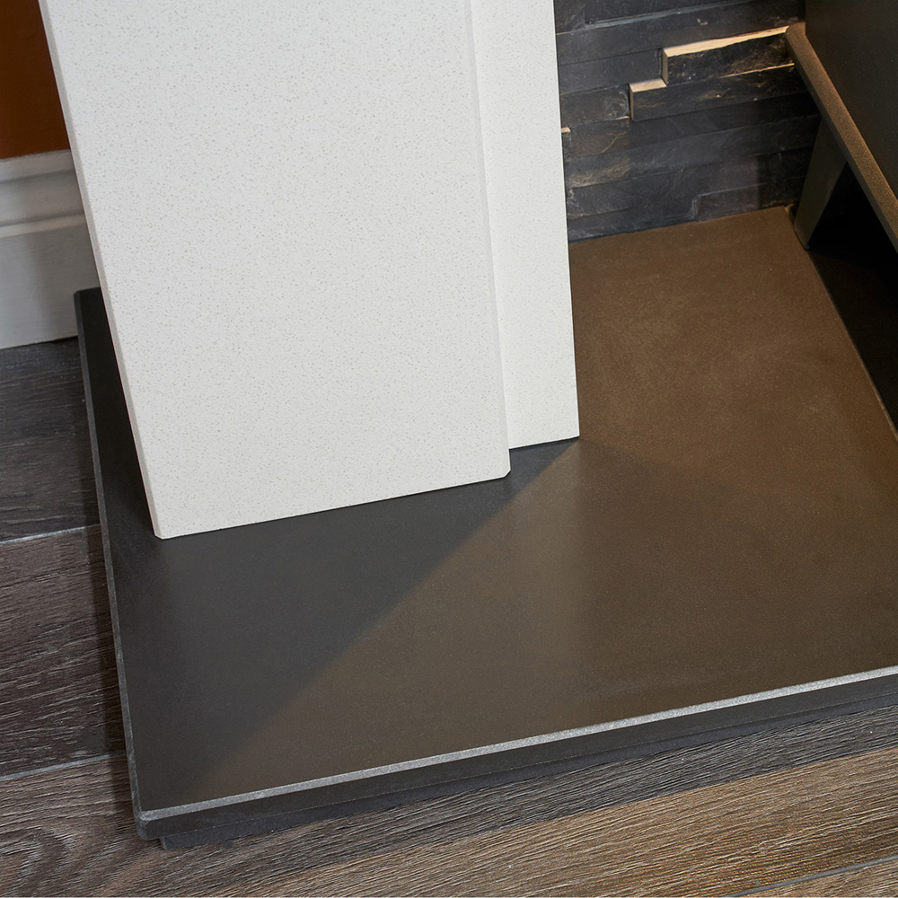 Acantha Rimini White Marble and Black Fireplace with Downlights and Hudson Electric Stove 48 inch Image 6