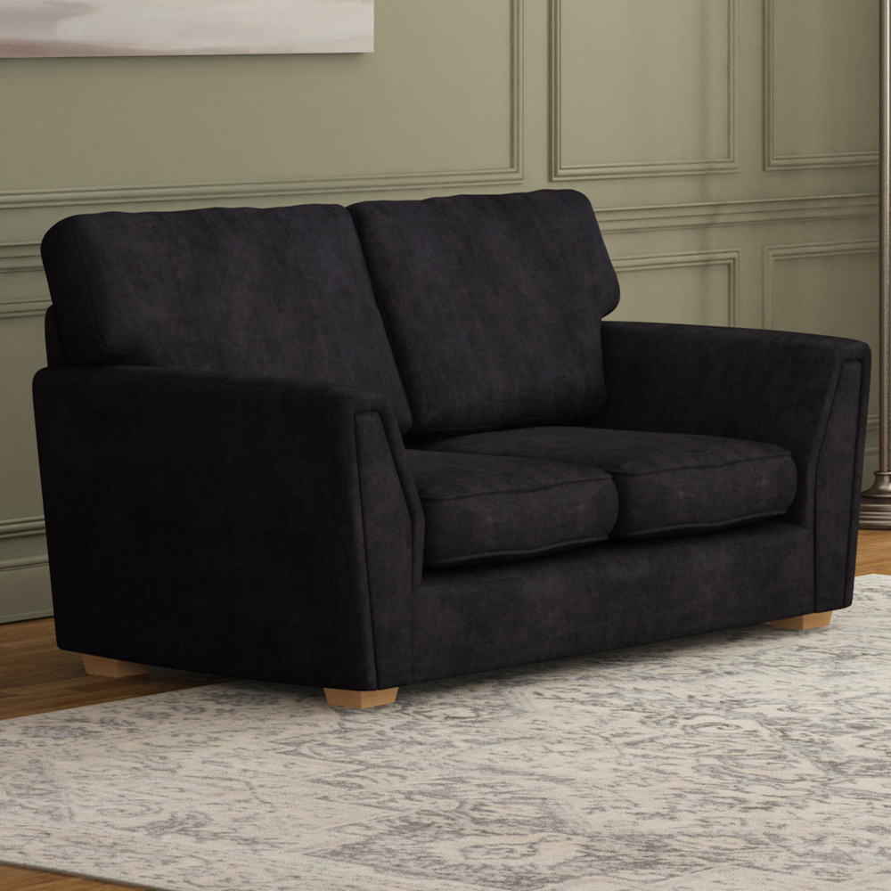 Wendleberry 5 Seater Ebony Plush Velvet Fixed Back Sofa Set Image 4