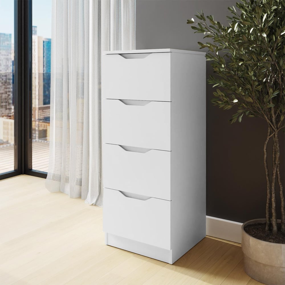 FWStyle Luno 4 Drawer White Modern Chest of Drawers Image 6
