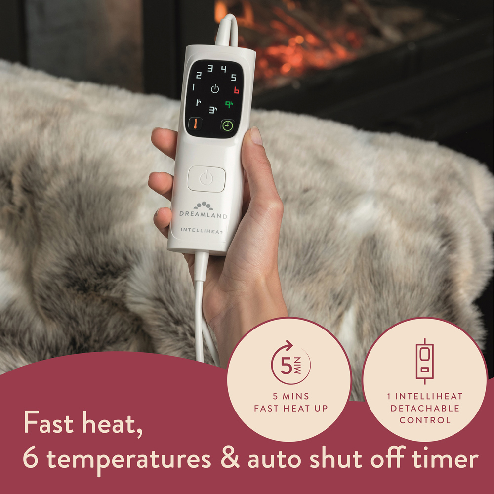 Dreamland Hygge Days Alaskan Husky Print Faux Fur Reversible Heated Throw 120 x 160cm Image 6