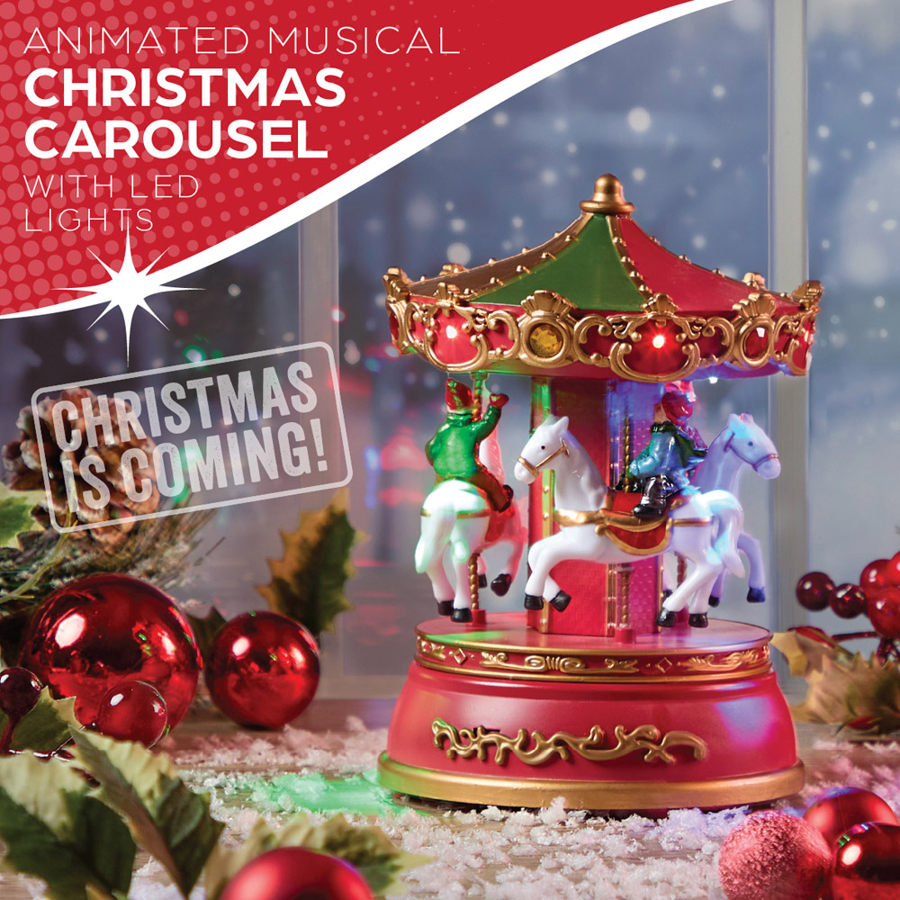The Christmas Workshop LED Rotating Carousel Decoration Ornament with Classic Carols Image 4