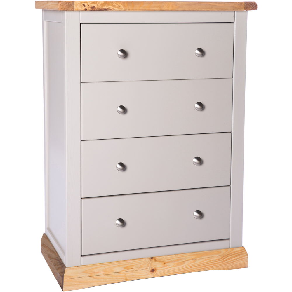 Cabinet Bits Bomporto 4 Drawer Light Grey Chrome Knob Chest of Drawers Image 3