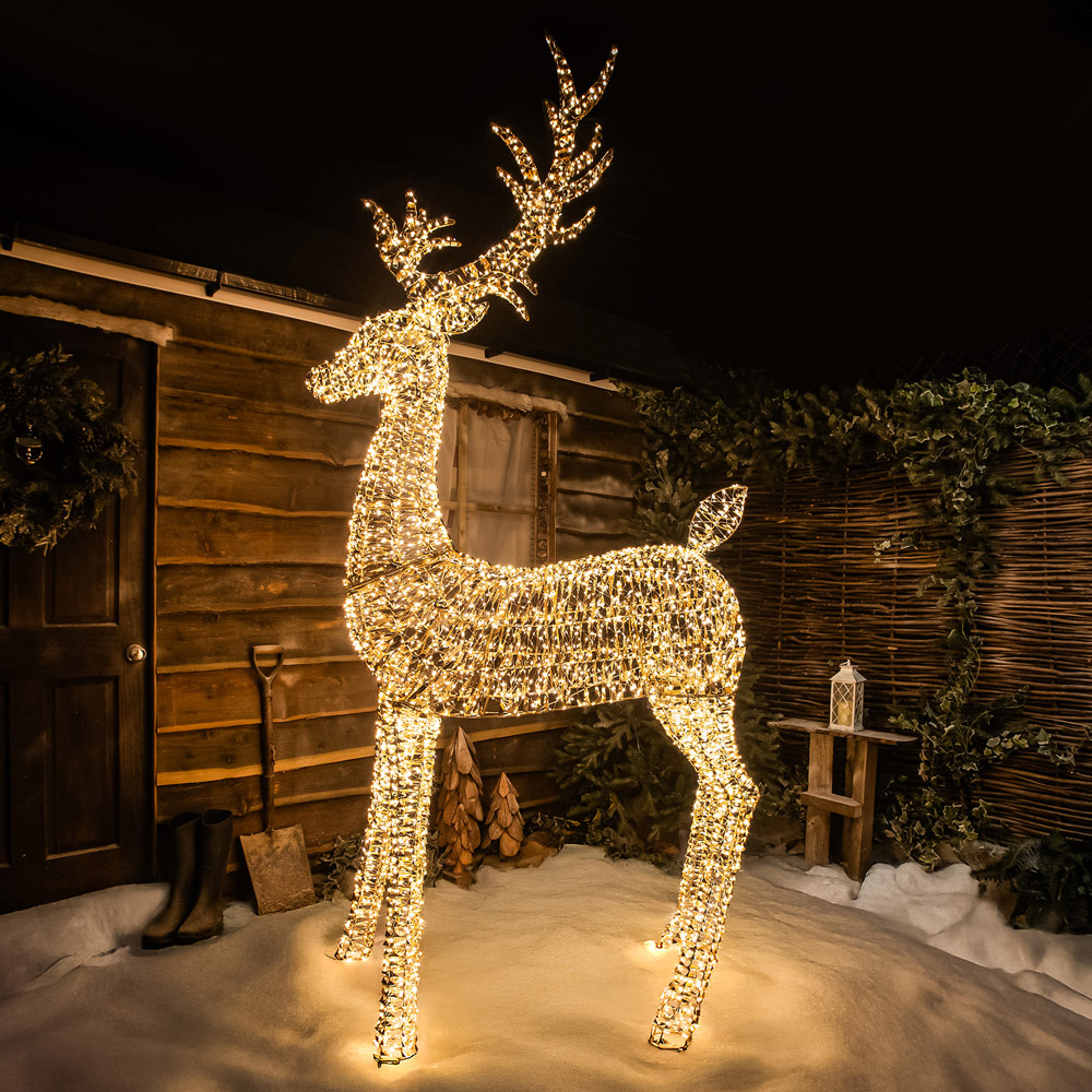 The Christmas Centre 5100 Warm White LED Micro Lights Pre-Lit Gold Laser Lit Stag 270cm Image 5