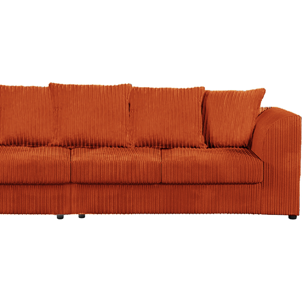 Luxor 4 Seater Orange Jumbo Cord Scatter Back Sofa Image 4