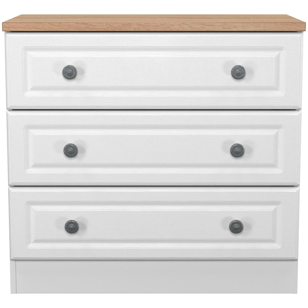 Crowndale Norfolk 3 Drawer White Ash and Bardolino Oak Chest of Drawers Ready Assembled Image 2