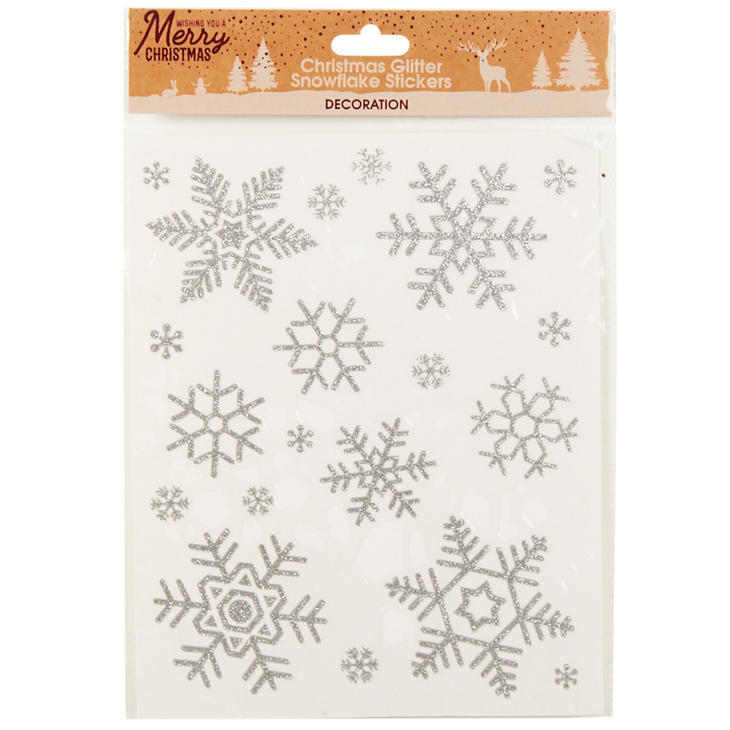 Christmas Glitter Snowflake Stickers - Silver Image 1