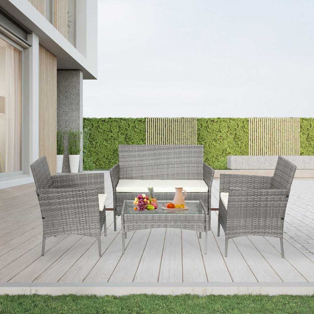 Alivio 4 Seater Grey PE Rattan Garden Lounge Set Image 4