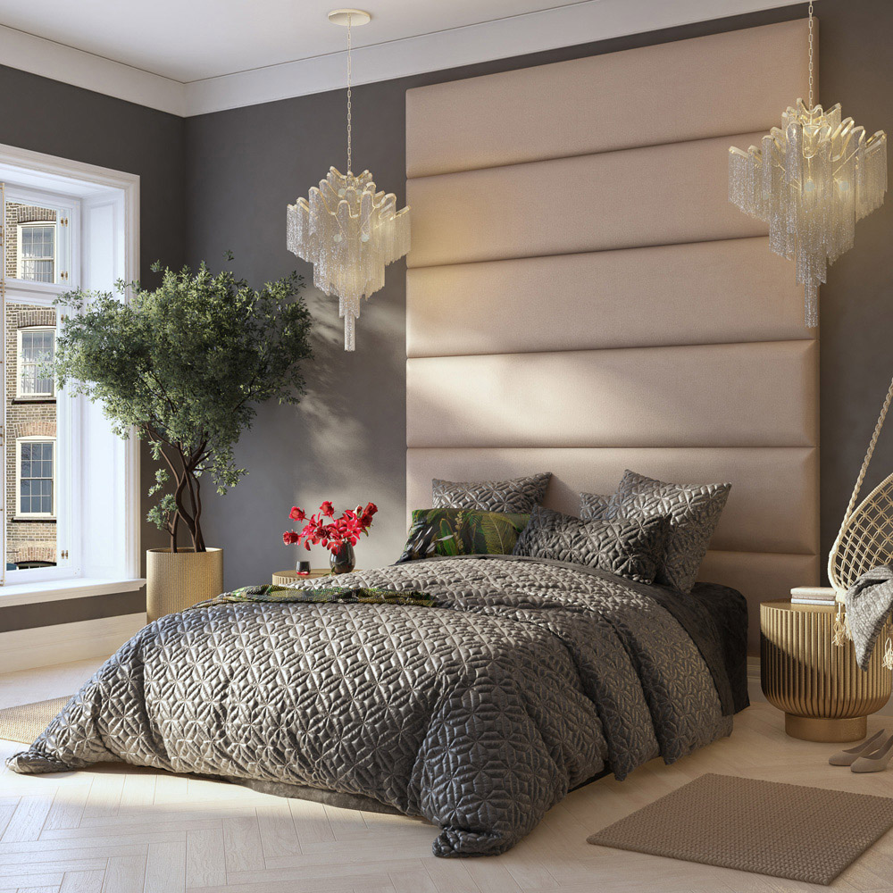 Aspire Furniture Llewelyn-Bowen Luxury Off White Eire Linen Wall Mounted Headboard 45cm Image 9