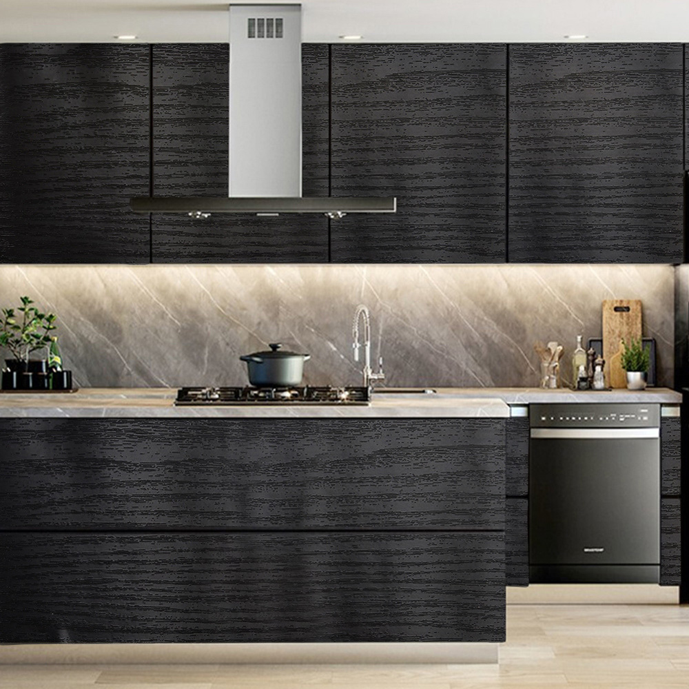 Living and Home Wood Effect Black Wallpaper Image 3