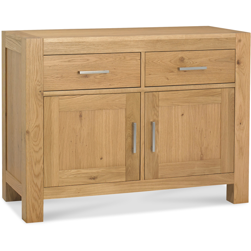 Bentley Designs Turin 2 Drawer 2 Door Light Oak Narrow Sideboard Image 2