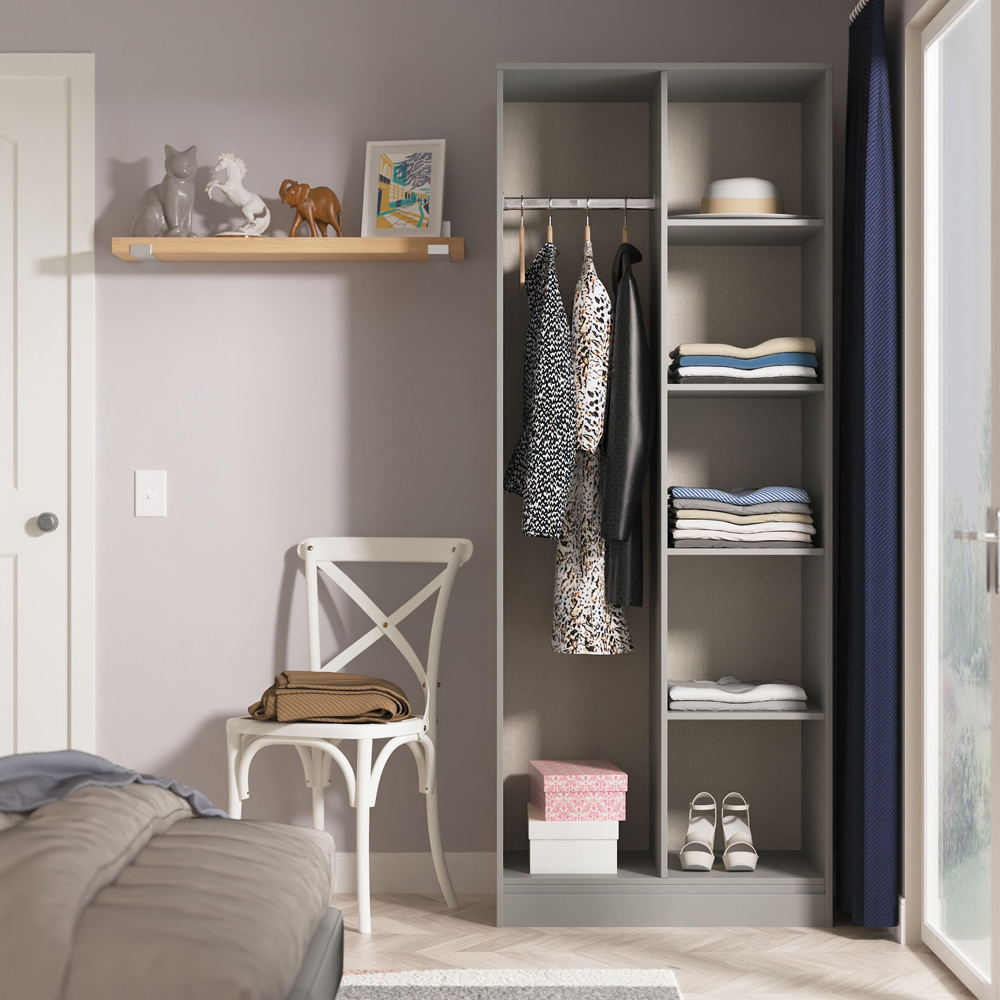 Crowndale Diamond 5 Shelf Dusk Grey Tall Open Wardrobe Ready Assembled Image 6