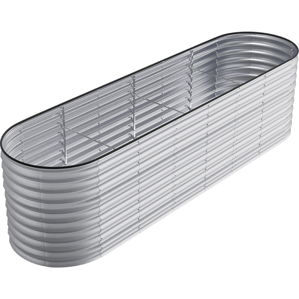Living and Home Silver Oval Galvanised Steel Raised Garden Bed 320 x 80cm Image 3