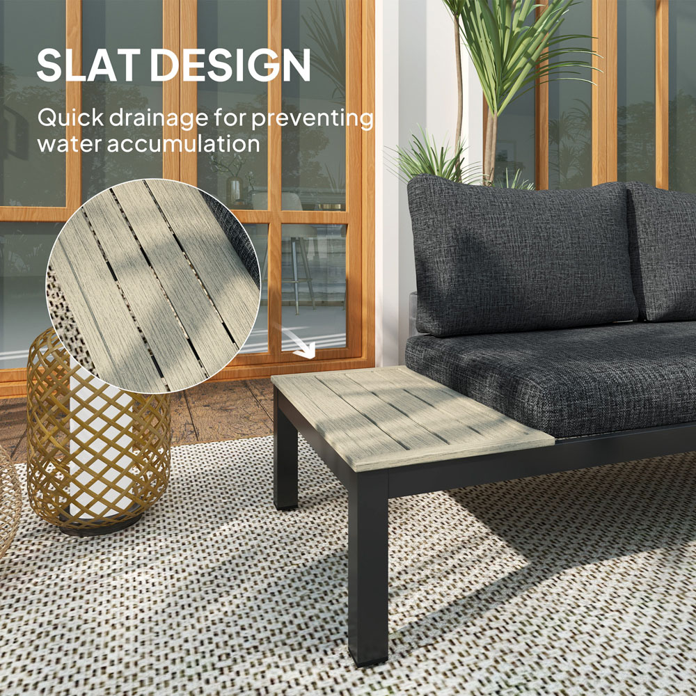 Outsunny 3 Seater Grey Garden Corner Sofa Set with Cushions Image 7