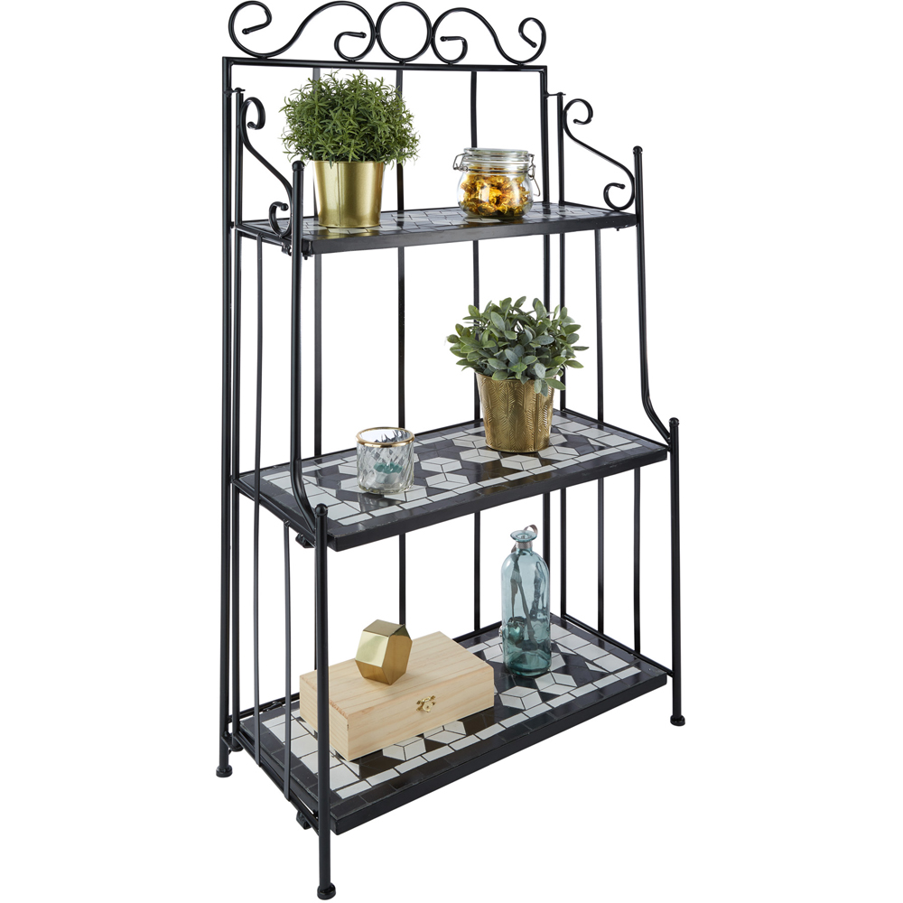 tectake Mosaic Black and White 3 Level Plant Stand Image 2