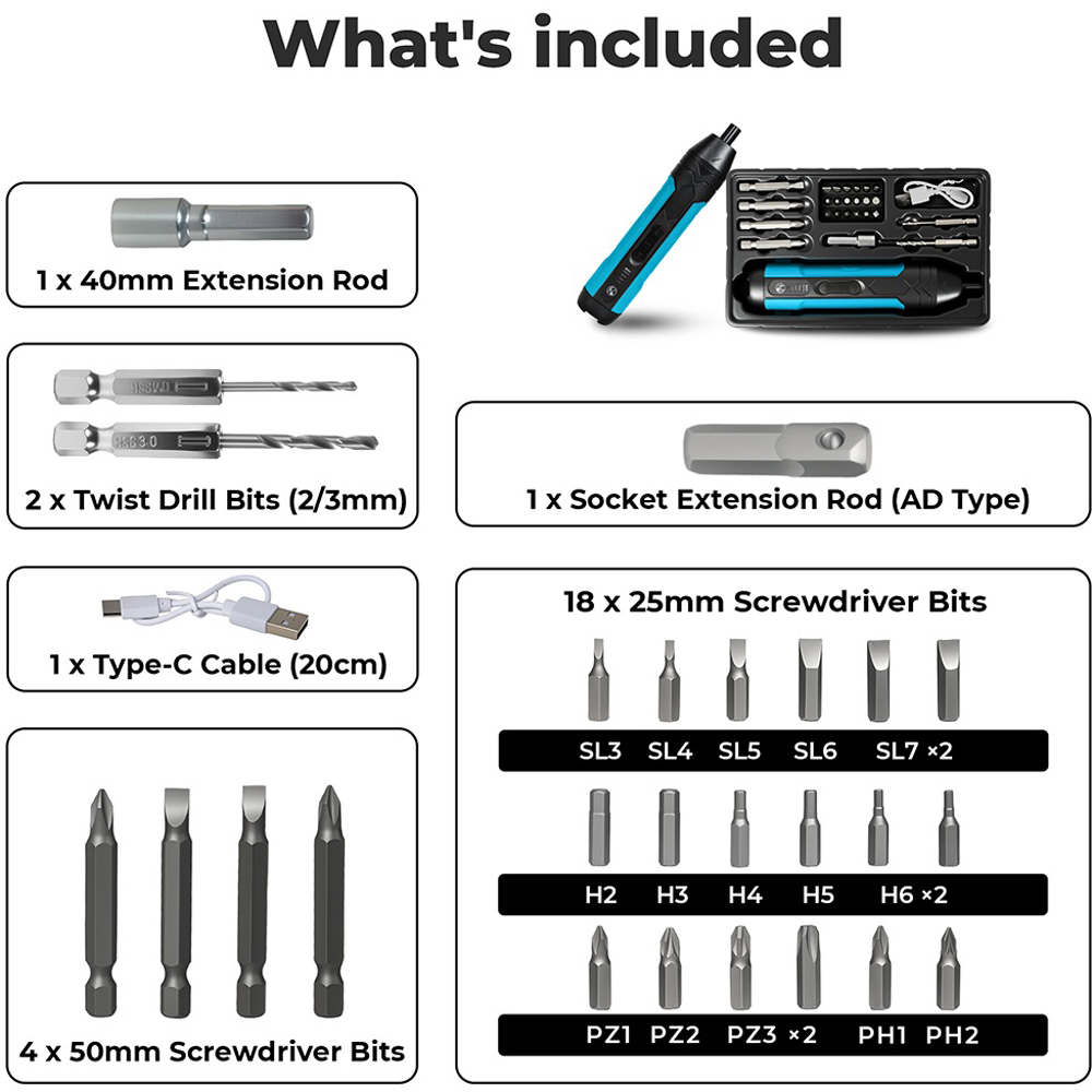 Traderight 4V Cordless Electric Screwdriver Set with Battery Image 9