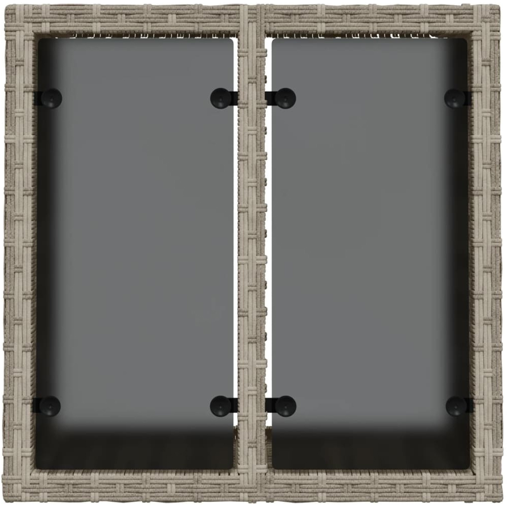 Walplus Light Grey Poly Rattan Glass Top Garden Coffee Table Image 5