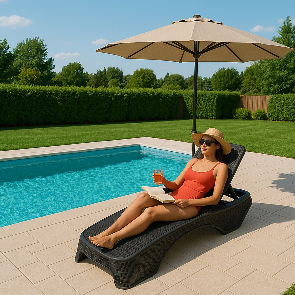 Centurion Supports Maldives Black Rattan Adjustable Sun Lounger Image 3