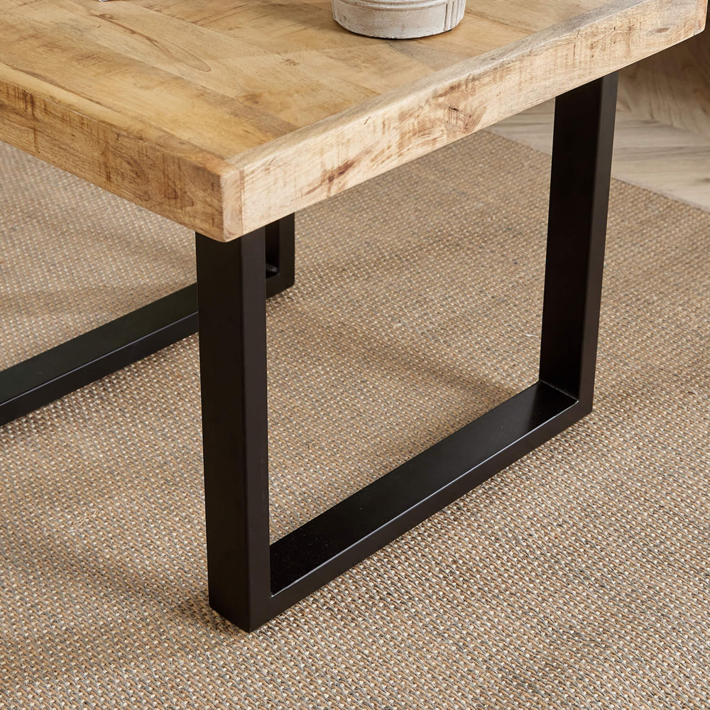 Home Source Cortez Mango Wood Rectangular Small Coffee Table with Iron Legs Image 3