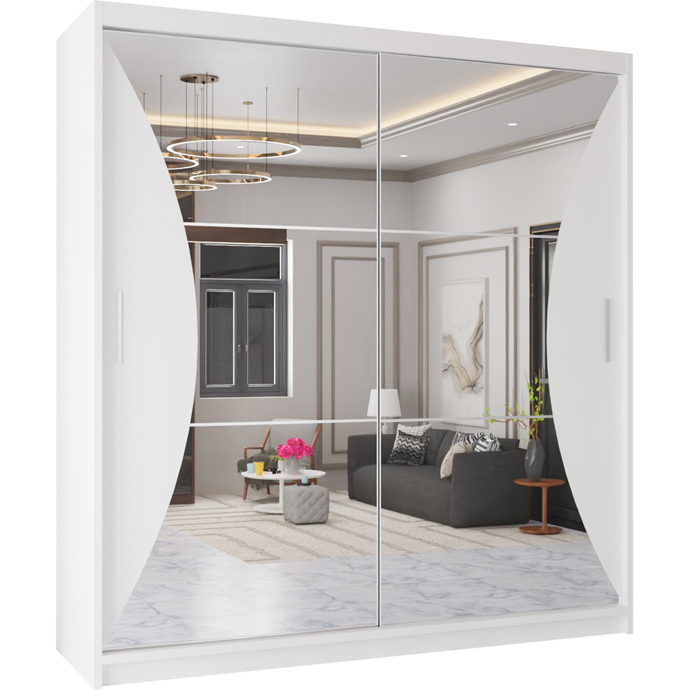 Sliding Wardrobes 4U California 2 Door White Wide Curved Mirrored Wardrobe Image 2