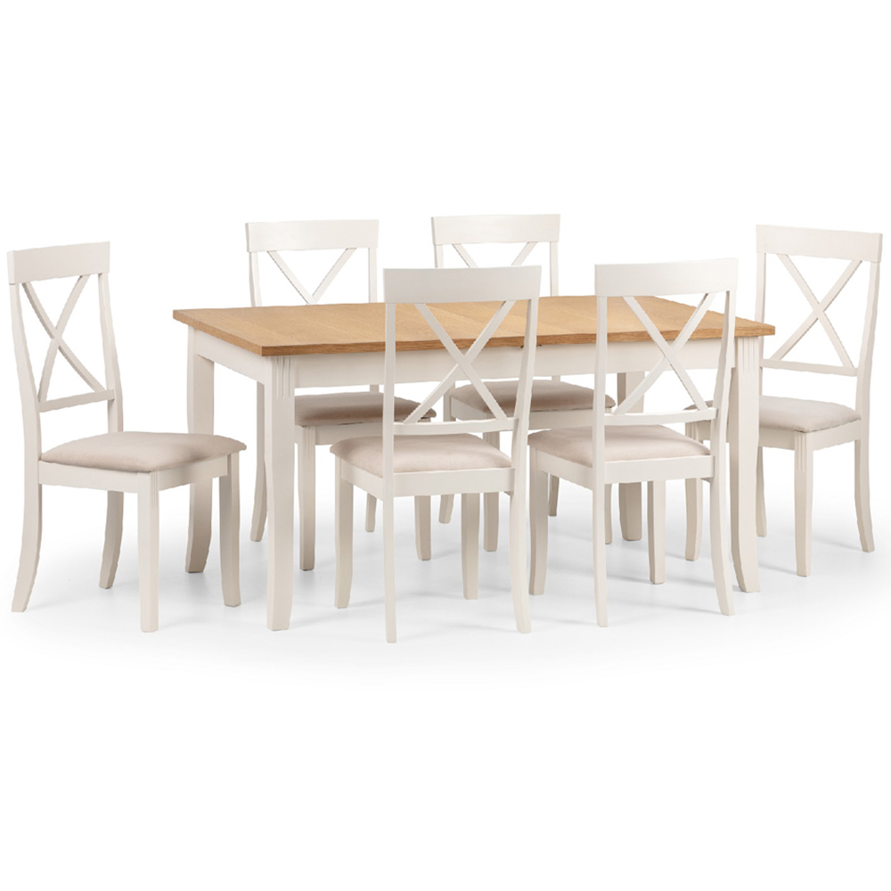 Julian Bowen Davenport 6 Seater Extending Dining Set Oak and Ivory Image 2