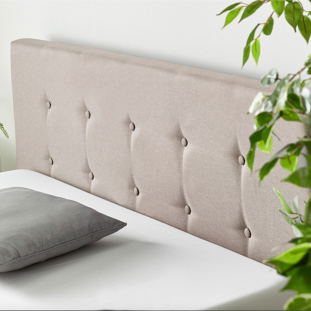 Aspire Double Beige Linen End Lift Ottoman Storage Bed Image 3