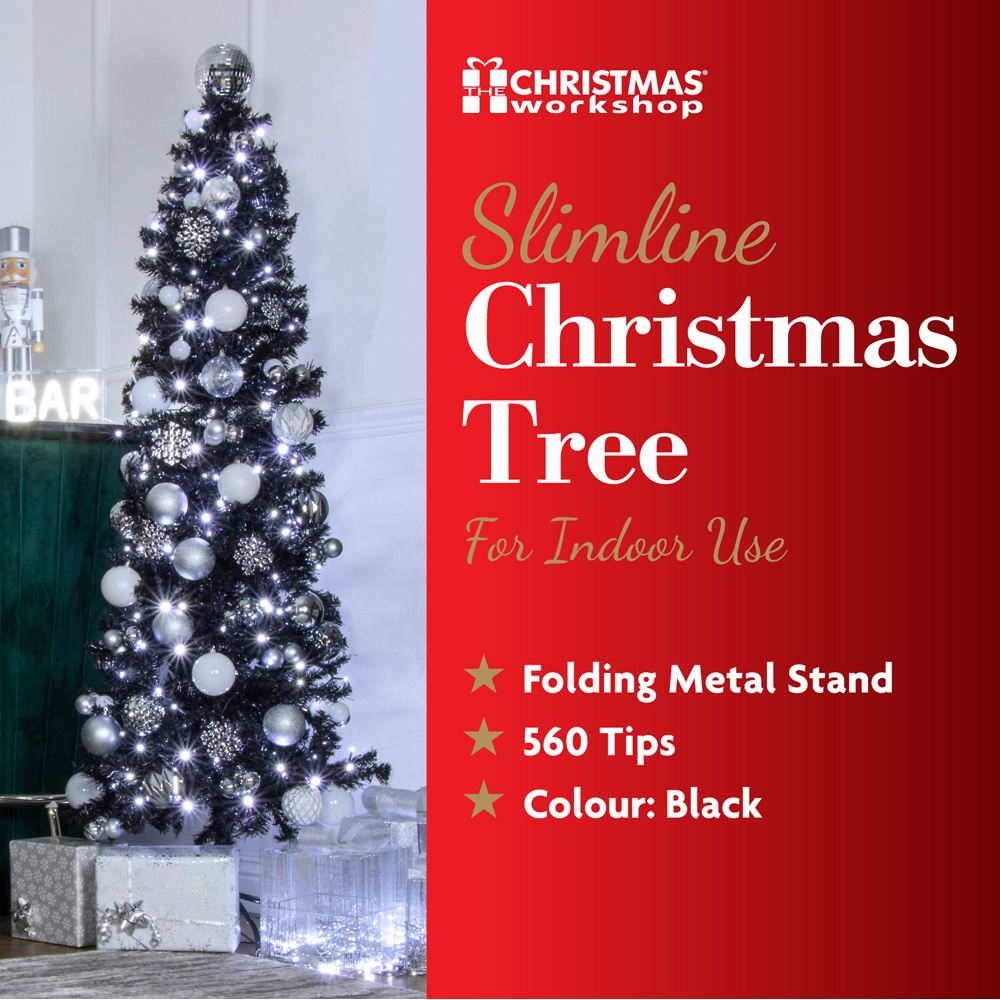 The Christmas Workshop Black Slim Line Christmas Tree 6ft Image 6
