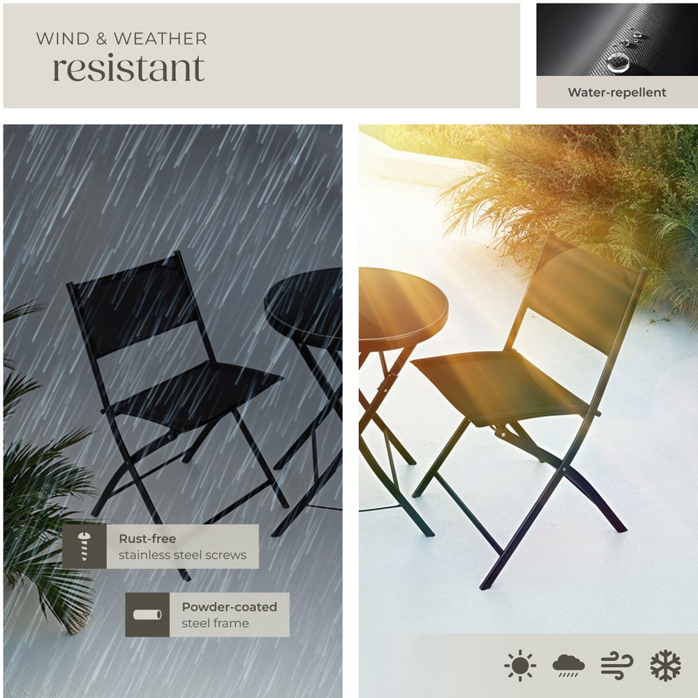 tectake 2 Seater Black Foldable Bistro Set Image 7