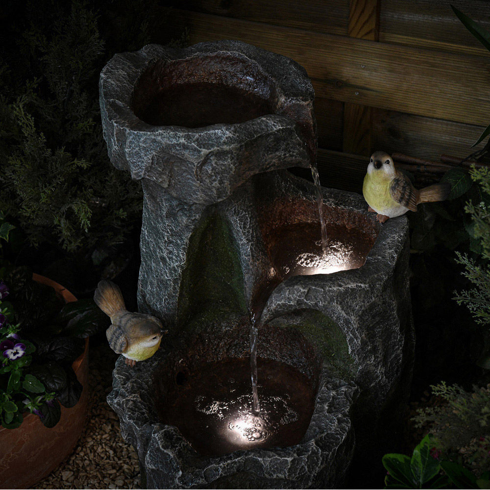 Garden Gear Cascading Rock with Birds Water Feature Image 3