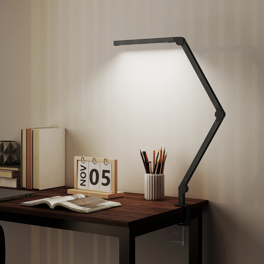 HOMCOM Black Adjustable Swing Arm Dimmable LED Desk Lamp Image 5