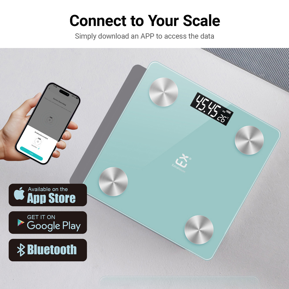 ExtraStar Turquoise Smart Digital Weighing Scale with 20 Body Measurements Image 3