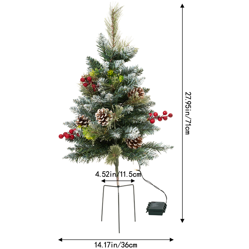 Living and Home Pre-Lit Artificial Christmas Tree with Berries and Pinecones 2.3ft Image 8