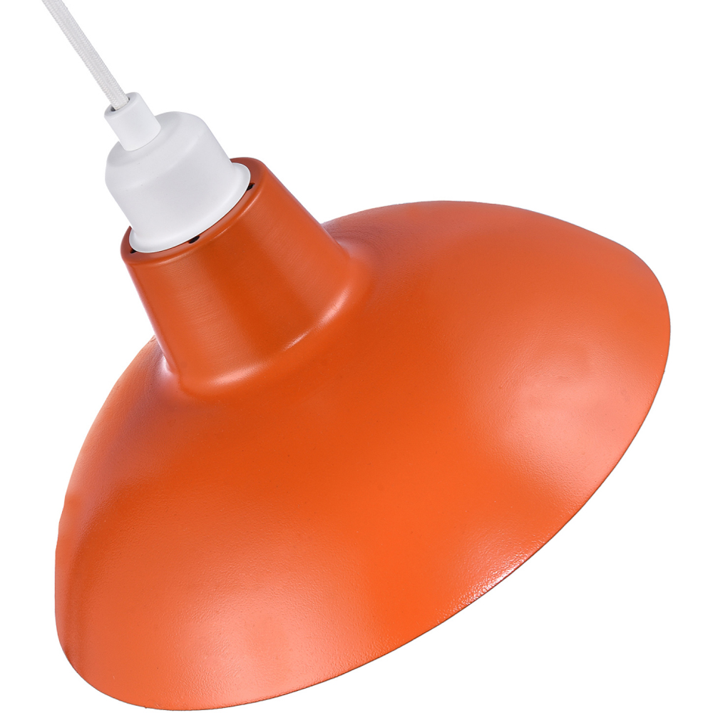 Happy Homewares Industrial Retro Design Matt Vibrant Orange Curved Metal Pendant Shade Image 4