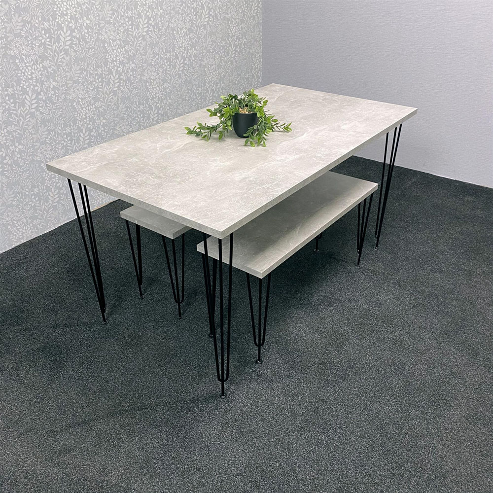 Kosy Koala 4 Seater Grey Dining Table Set with Benches Image 3