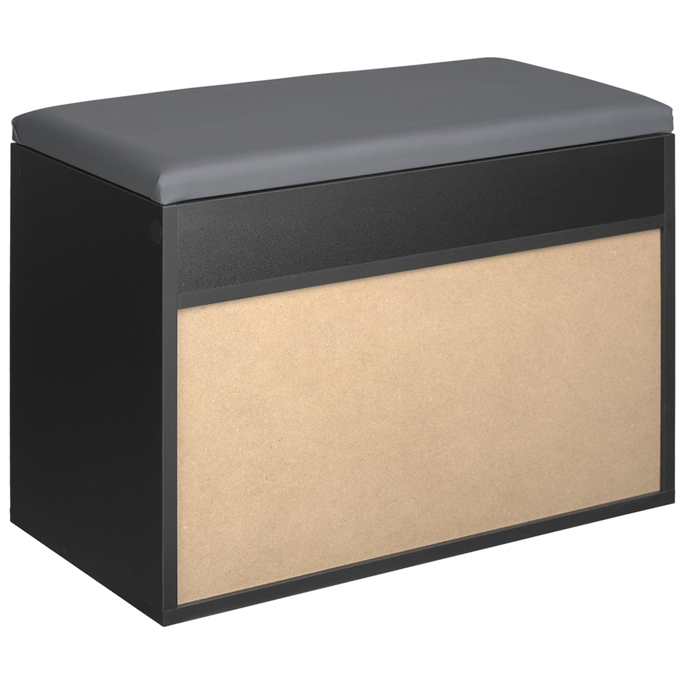 tectake Jasmina 2 Shelf Black Shoe Rack Bench with Cushion Image 4