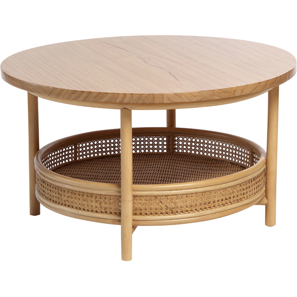 Desser Mindi Single Shelf Light Oak Natural Rattan Coffee Table Image 2