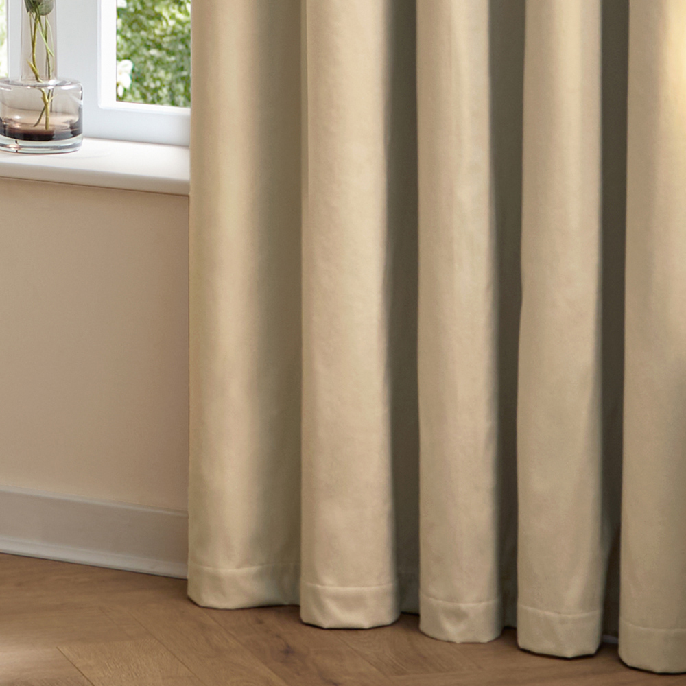 Furn The Ultimate Natural Velvet Fully Lined Pencil Pleat Curtains 168 x 137cm Image 4