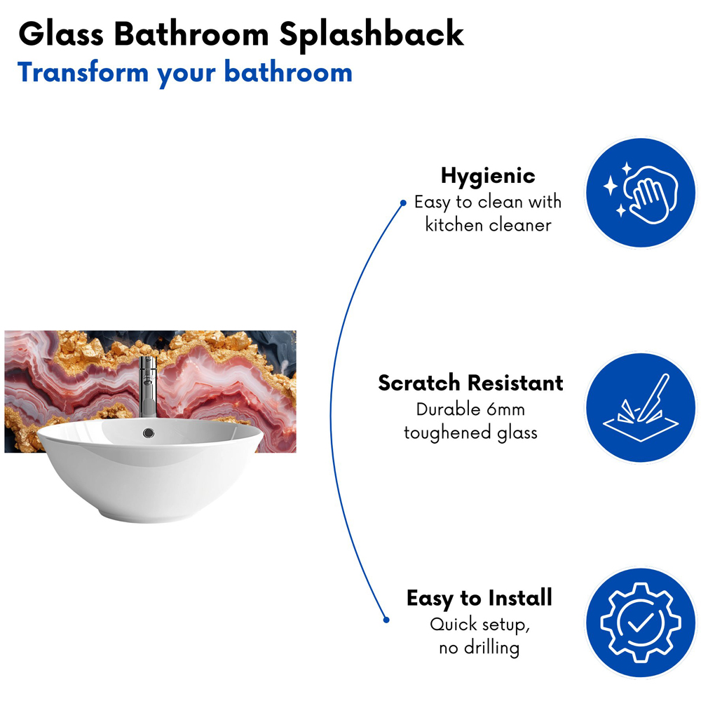 Warren Reed Designer Black and Pink Marble Effect Bathroom Splashback 25 x 60cm Image 4