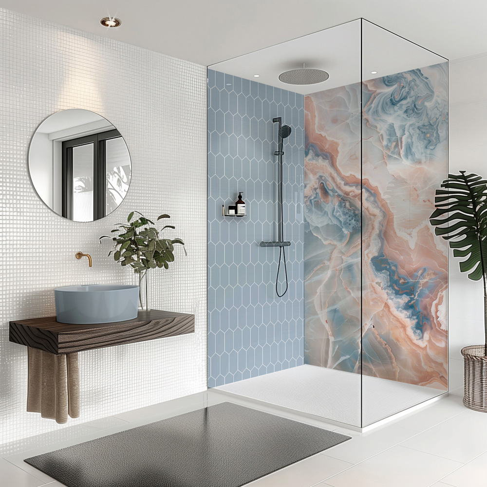 Splashbax Premium Artisan Onyx Summer Sky Acrylic Bathroom Wall Panel 2400 x 1200mm Image 3