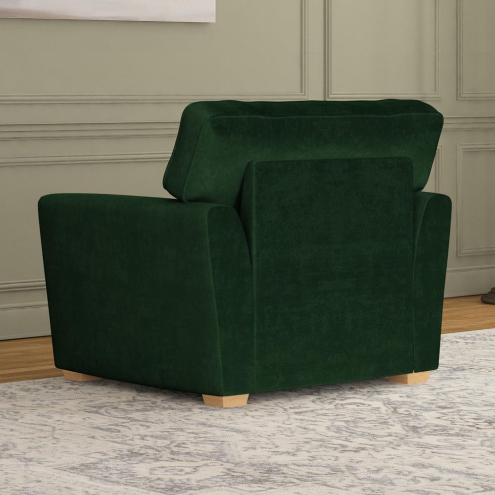 Wendleberry Forest Green Plush Velvet Fixed Back Armchair Image 6