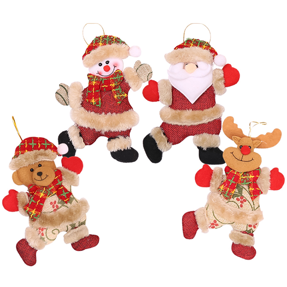 Living and Home Snowman Santa Claus Christmas Tree Ornament 4 Pack Image 3