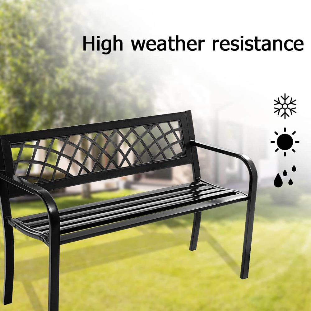 Costway 2 Seater Metal Frame Garden Bench Image 4
