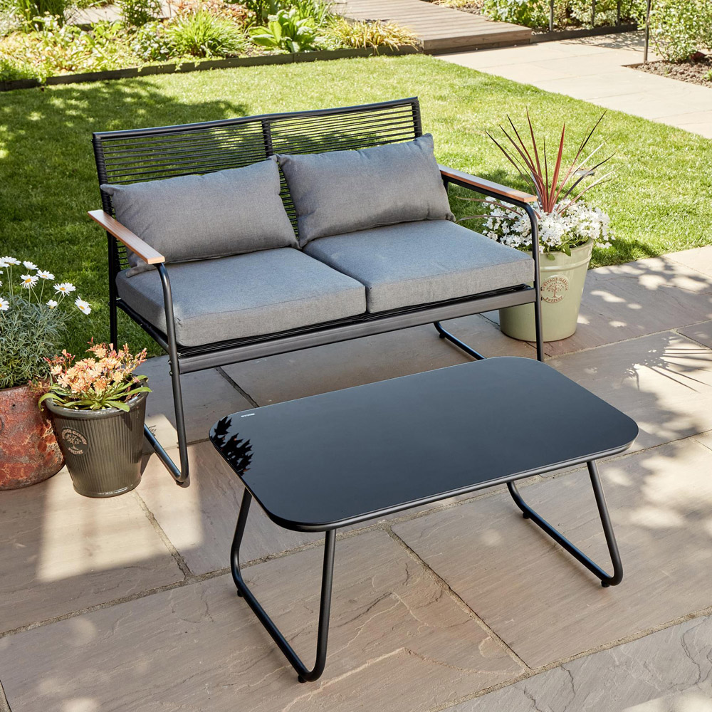 Home Source Cove 4 Seater Black Metal Garden Lounge Set Image 5