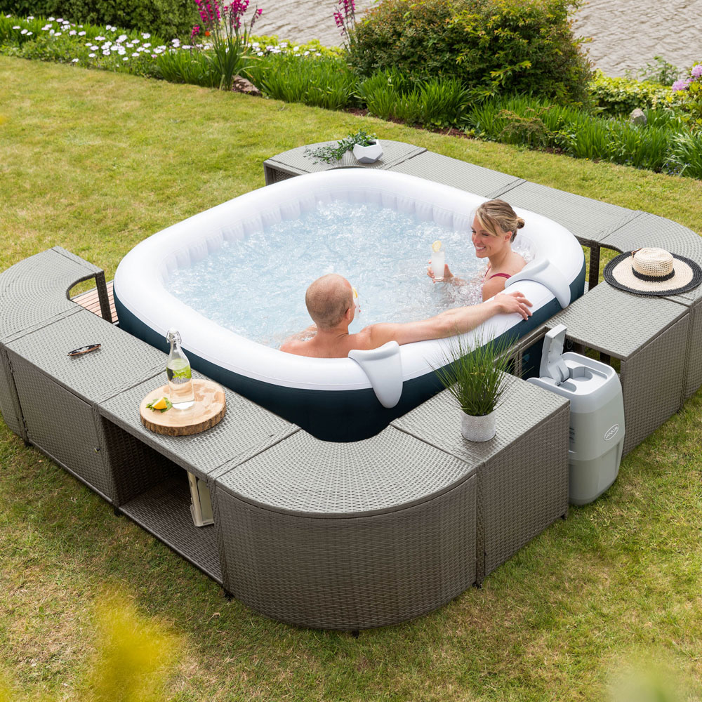 Lay-Z-Spa 2 Door 2 Shelf Grey Square Rattan Spa Surround 188cm Image 4