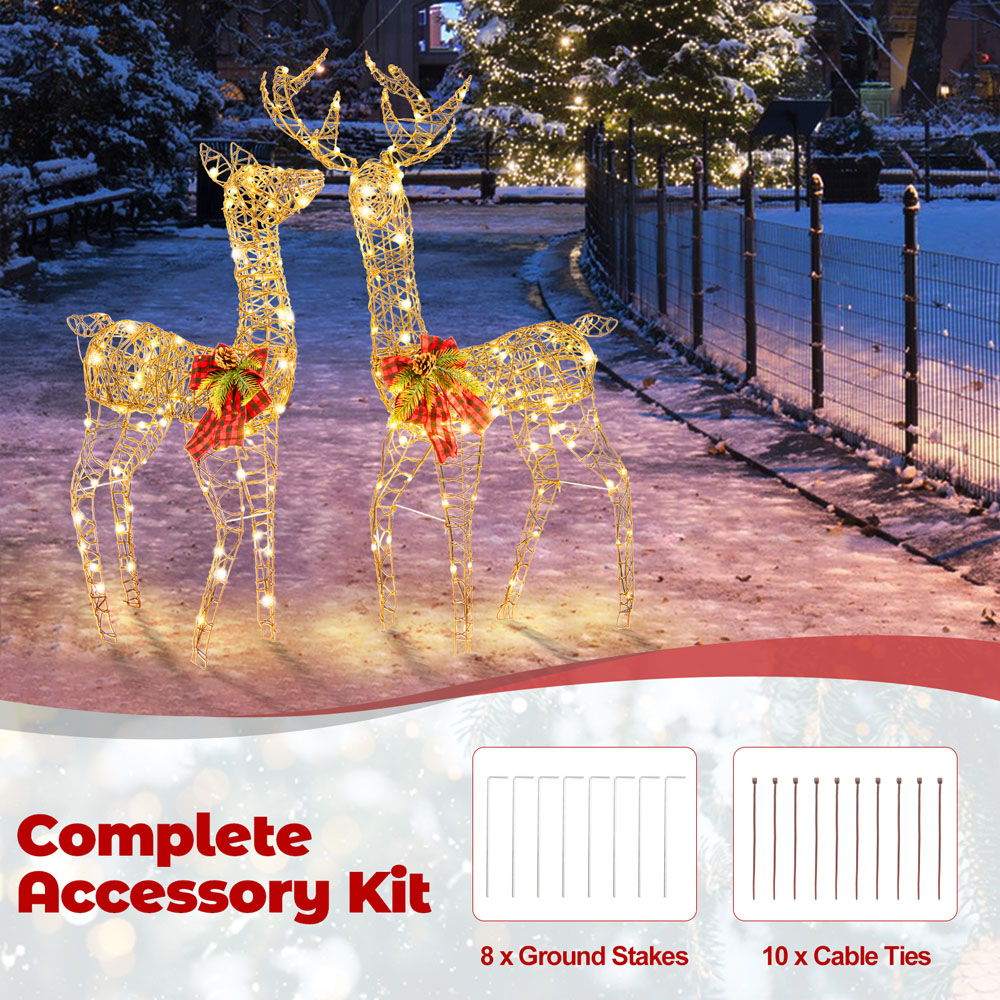 Costway 230 LED 2 Piece Reindeer Family Set Outdoor Christmas Decoration Image 7