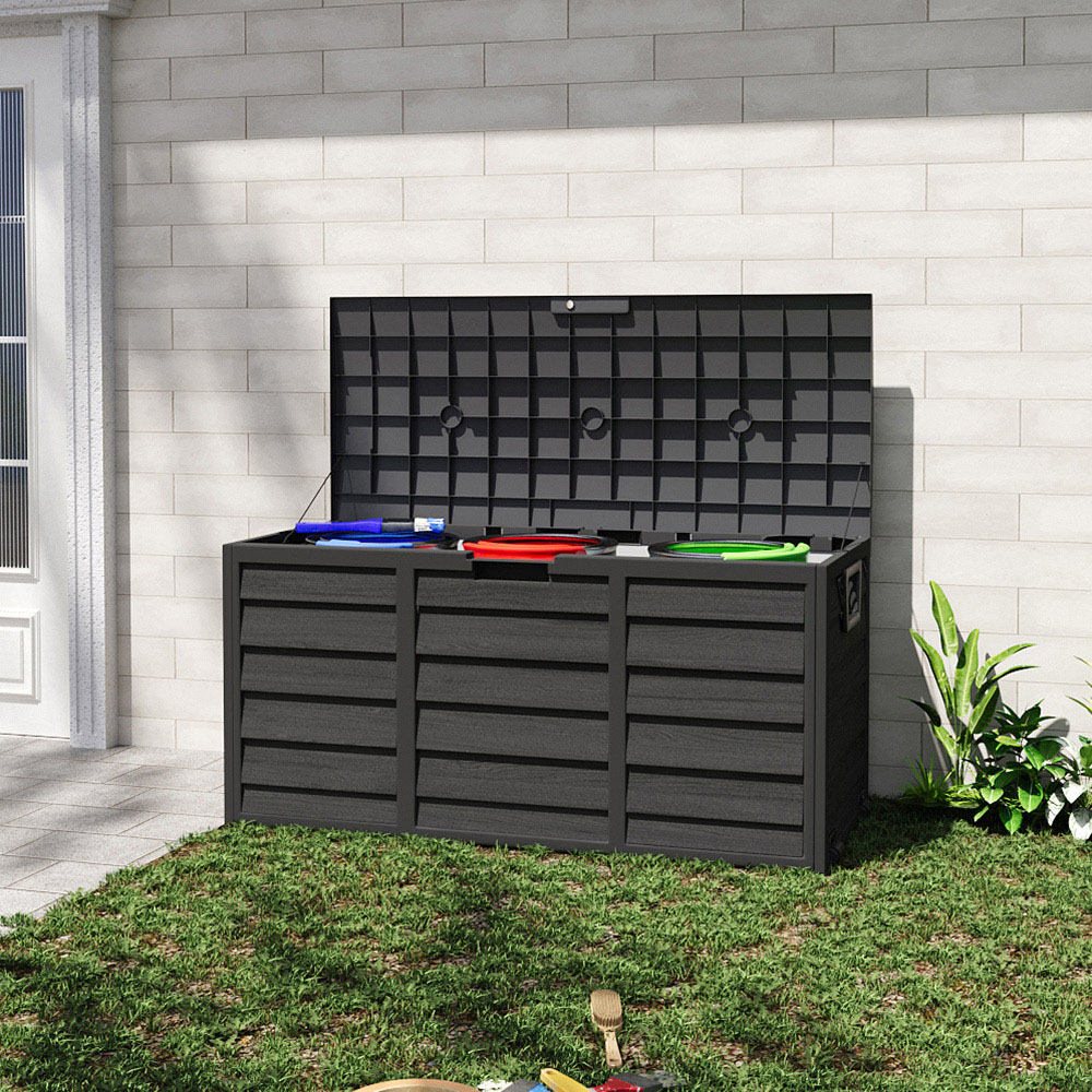 Living and Home 290L Black Top Garden Storage Box Image 7