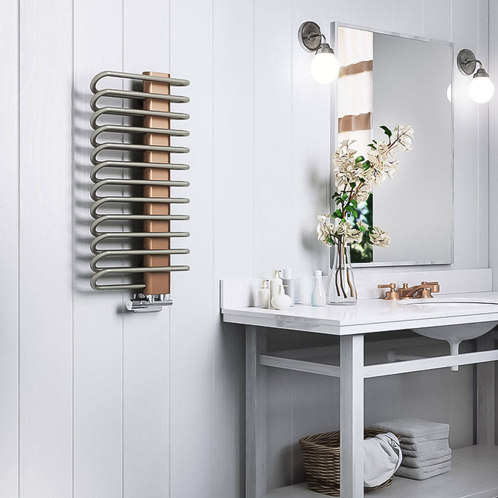 Terma Michelle 1245BTU Nickel Gloss and Copper Heated Towel Rail 780 x 400mm Image 6